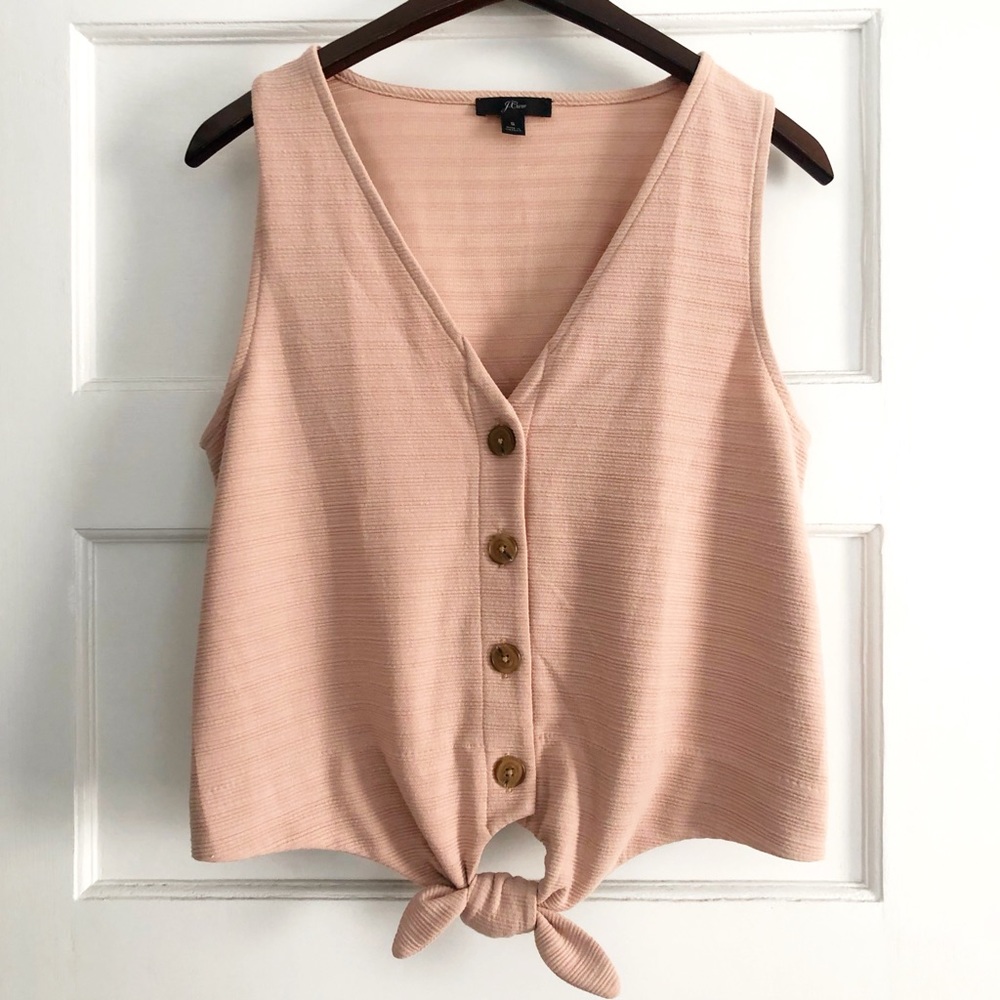 J CREW like new! Cream/light pink ribbed tank top